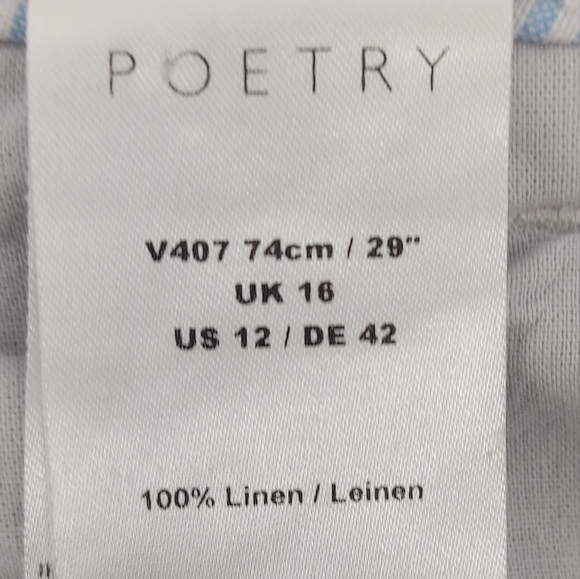 Poetry Linen Gray Straight Leg Pants Size 12 - Picture 4 of 8
